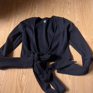 Monday Body Black Wrap Tie-Front Knit Cardigan